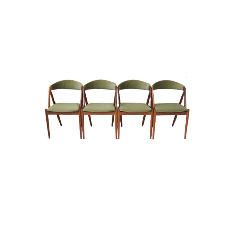 Set of 4 vintage rosewood and fabric chairs by Kai Kristiansen, Denmark 1970s