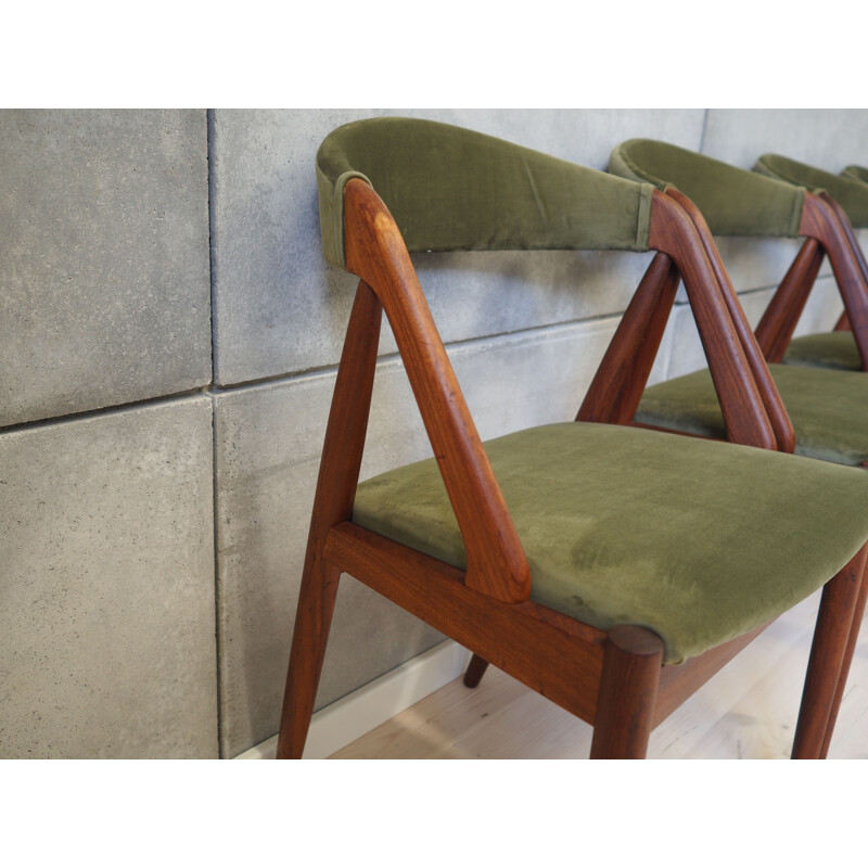 Set of 4 vintage rosewood and fabric chairs by Kai Kristiansen, Denmark 1970s