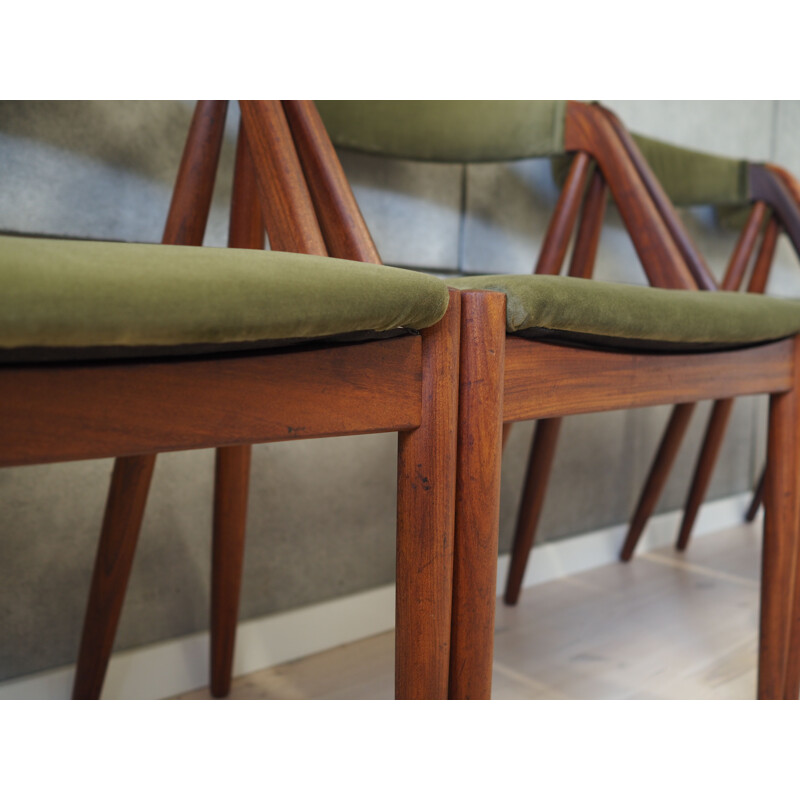 Set of 4 vintage rosewood and fabric chairs by Kai Kristiansen, Denmark 1970s