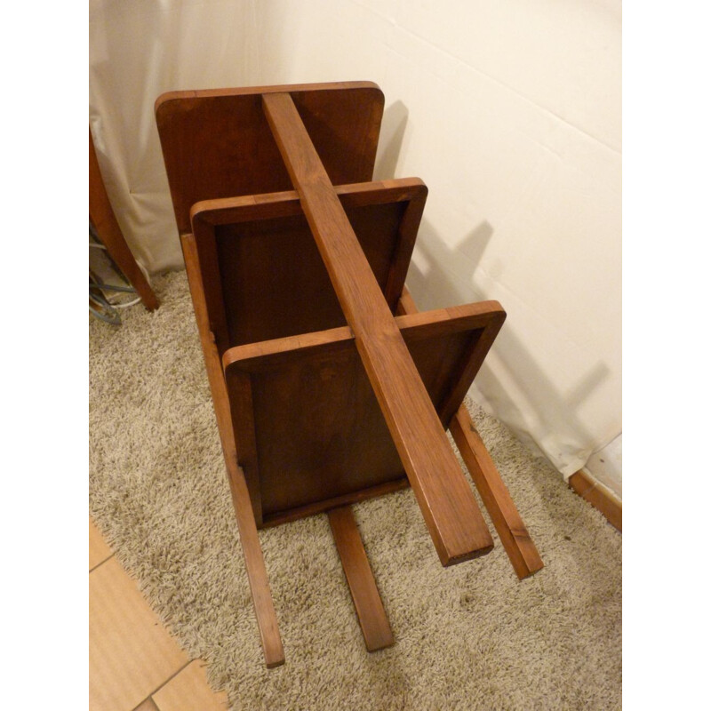  Walnut table with three trays - 1940s