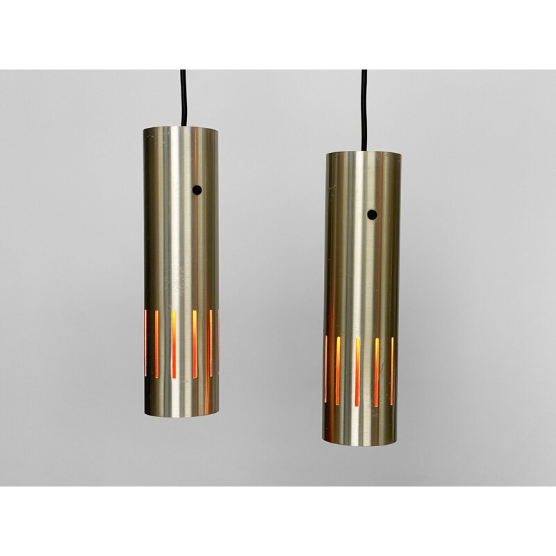Pair of vintage Trombone pendant lamps by Jo Hammerborg for Fog & Mørup