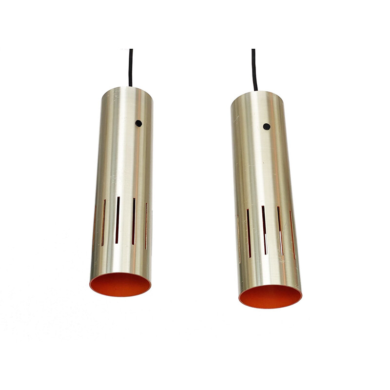 Pair of vintage Trombone pendant lamps by Jo Hammerborg for Fog & Mørup