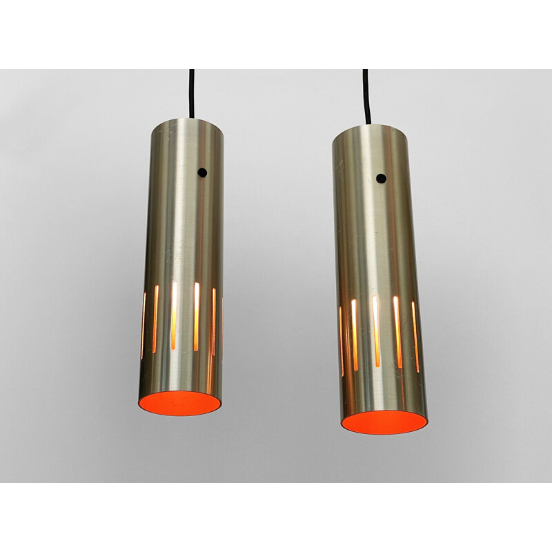 Pair of vintage Trombone pendant lamps by Jo Hammerborg for Fog & Mørup