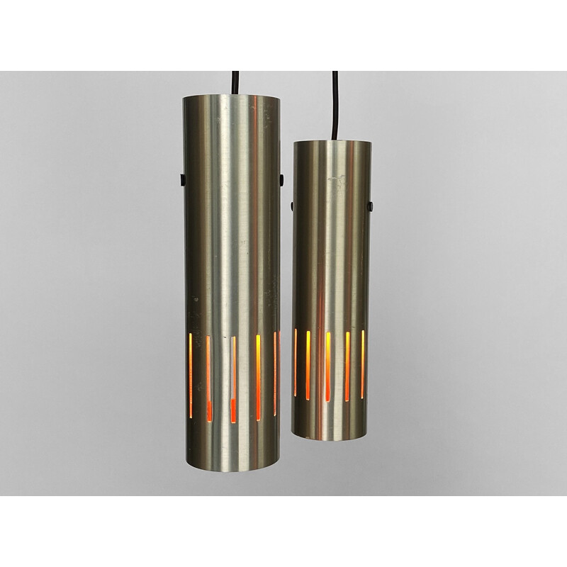 Pair of vintage Trombone pendant lamps by Jo Hammerborg for Fog & Mørup