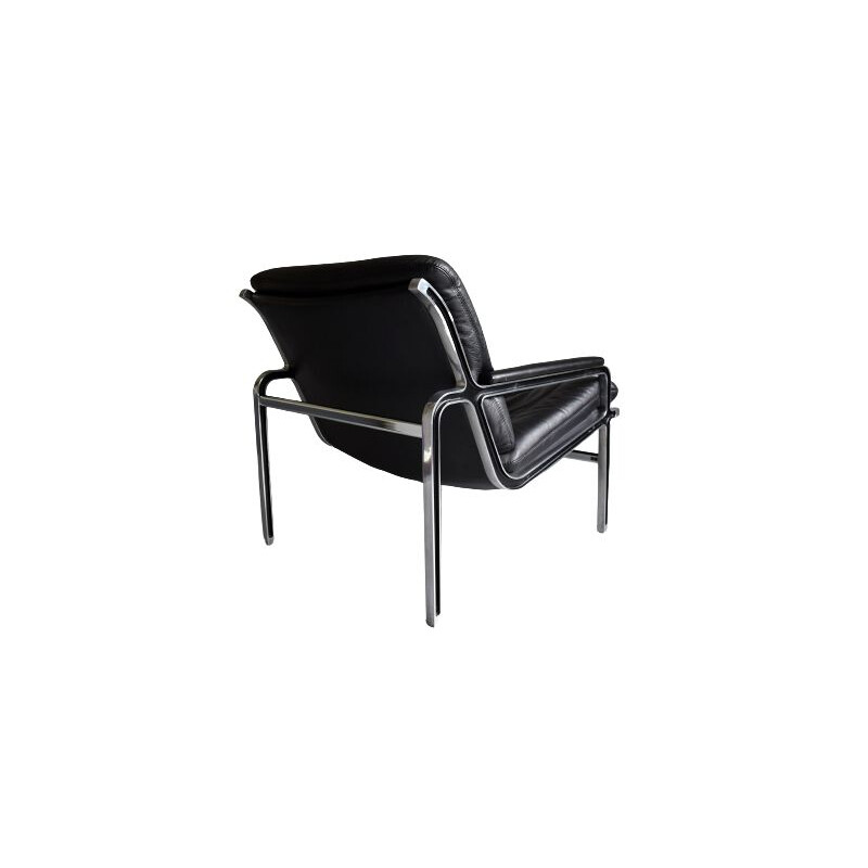 Mid-century Aluline black leather armchair by Andre VandenBeuck, 1960