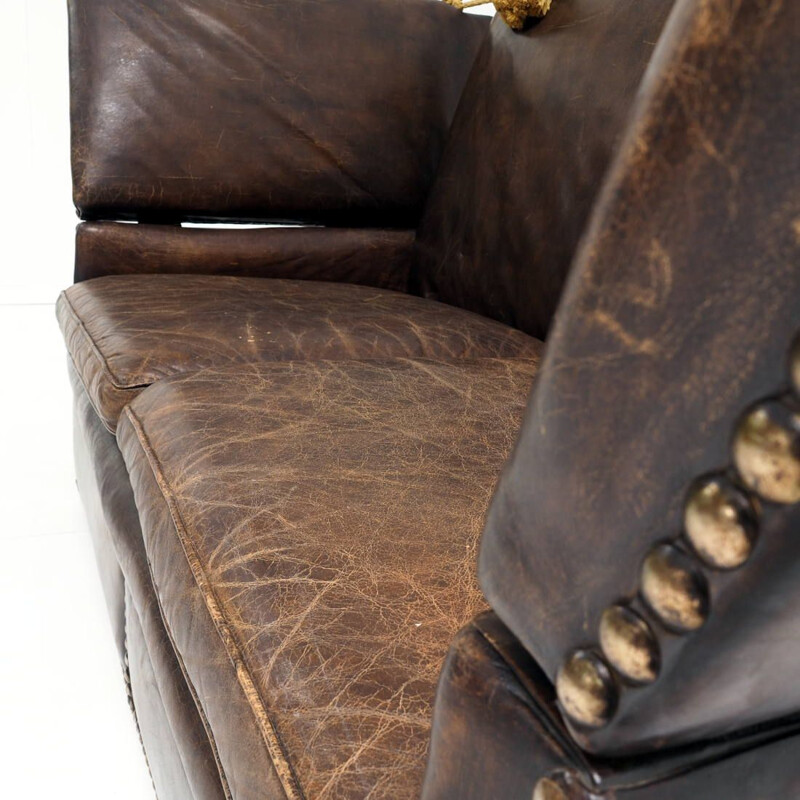 Mid century Knole leather sofa