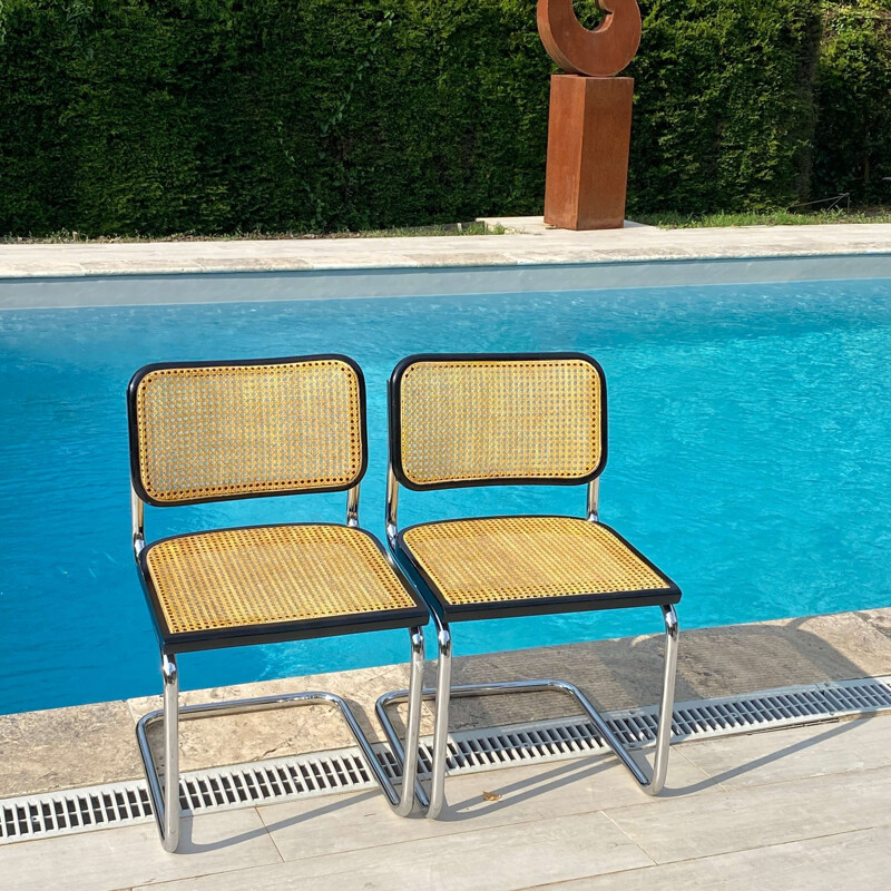 Pair of vintage Cesca B32 chairs by Marcel Breuer, Italy