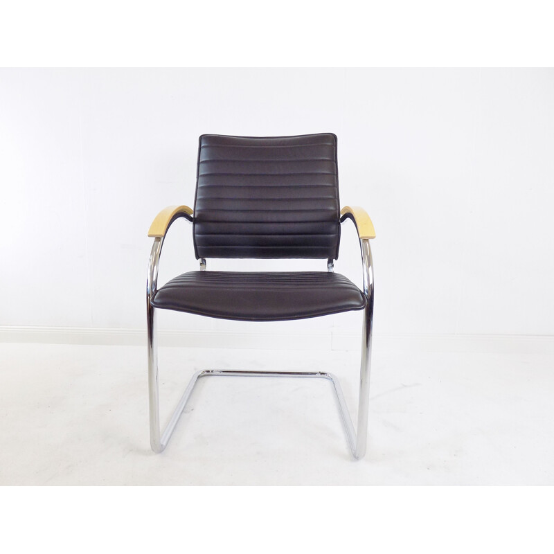 Cadeirão de couro Vintage S 74 de Josef Gorcica para Thonet