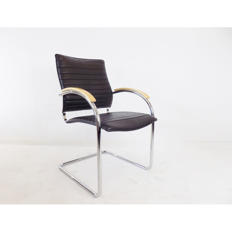 Cadeirão de couro Vintage S 74 de Josef Gorcica para Thonet