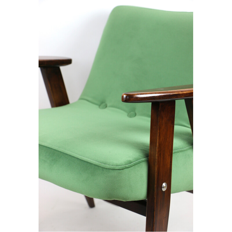 Mid century green velvet 366 armchair by Józef Chierowski, 1970s