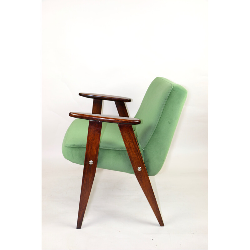 Mid century green velvet 366 armchair by Józef Chierowski, 1970s