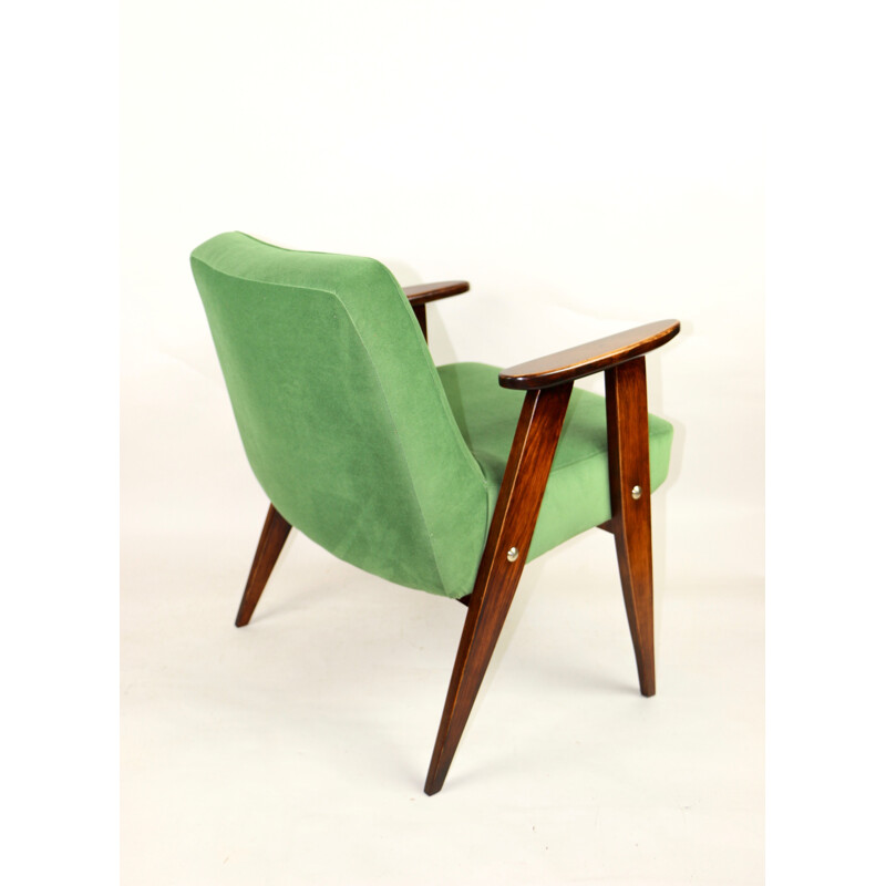 Mid century green velvet 366 armchair by Józef Chierowski, 1970s