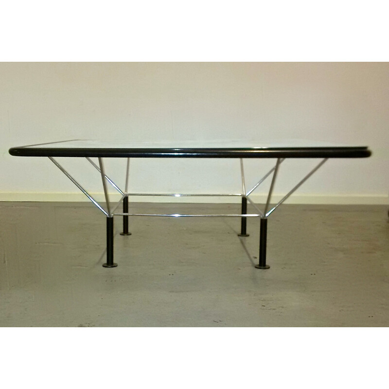 Italian B&B coffee table in chromed metal and glass, Paolo PIVA - 1970s 