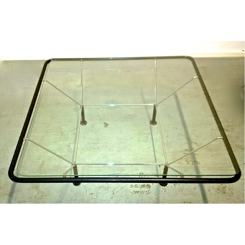 Italian B&B coffee table in chromed metal and glass, Paolo PIVA - 1970s 
