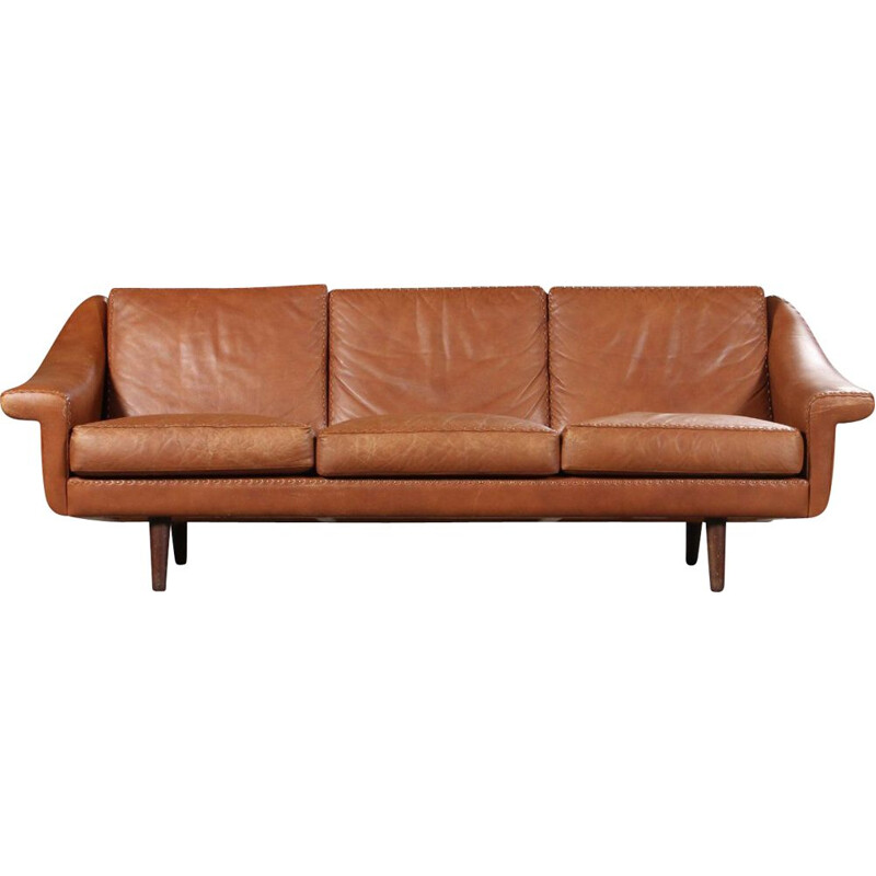 Vintage Danish leather sofa by Aage Christiansen for Erhardsen & Andersen, 1960s