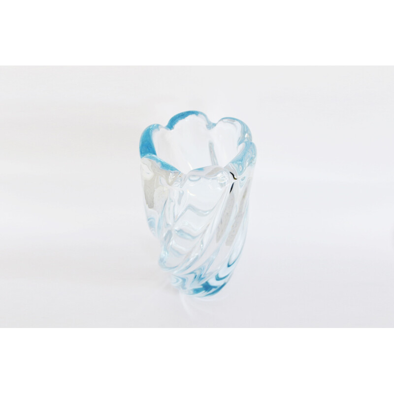 Vintage glass waterfall vase by Edvin Ohrstrom for Orrefors, Sweden 1940