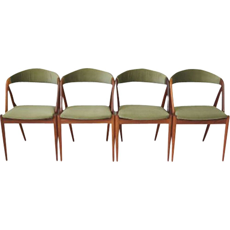 Satz von 4 Vintage-Stühlen aus Palisanderholz und Stoff von Kai Kristiansen, Dänemark 1970