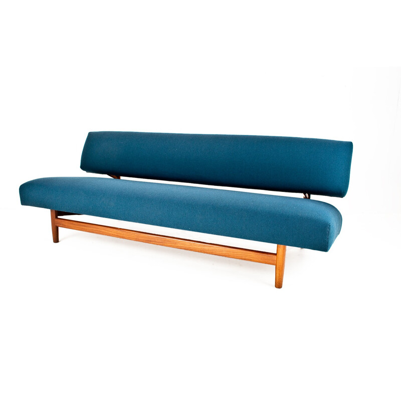 Dutch sofa in teak and turquoise fabric, Rob PARRY - 1960s