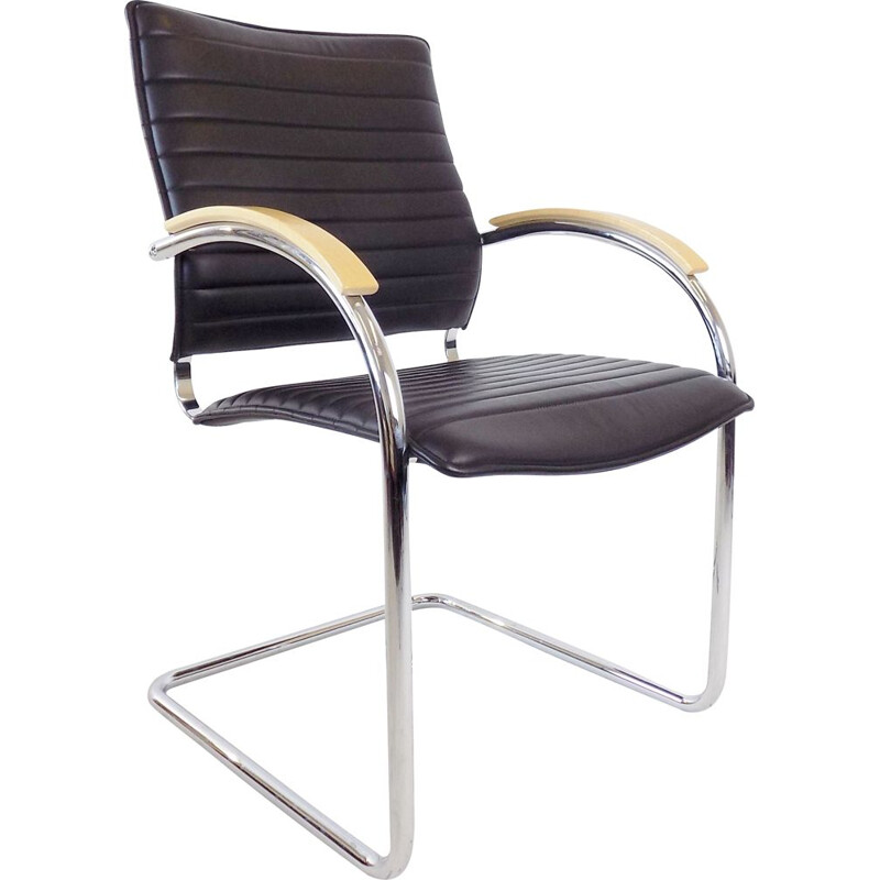 Cadeirão de couro Vintage S 74 de Josef Gorcica para Thonet