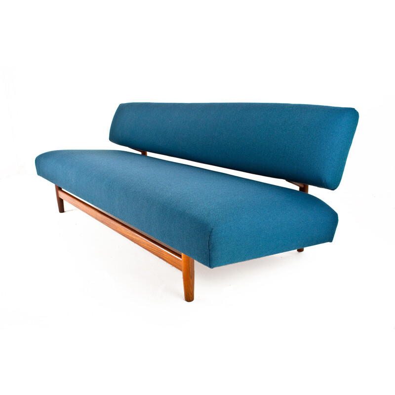 Dutch sofa in teak and turquoise fabric, Rob PARRY - 1960s