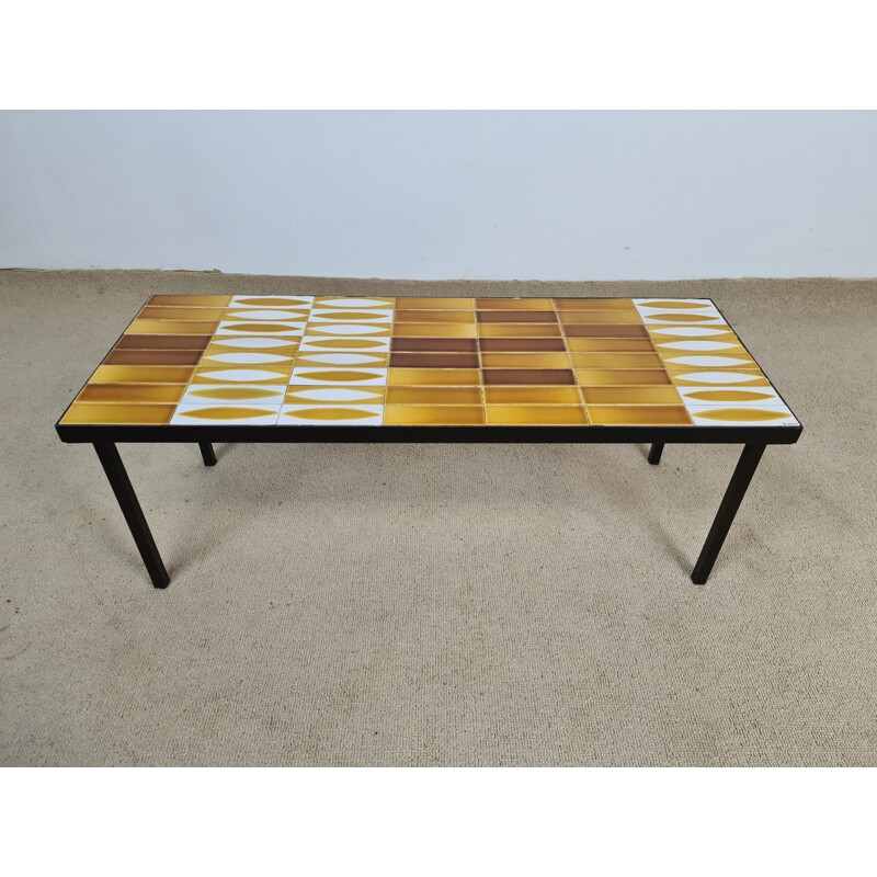 Vintage coffee table Navette model in ceramic by Roger Capron, 1960