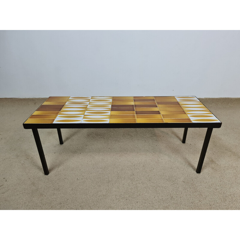 Vintage coffee table Navette model in ceramic by Roger Capron, 1960