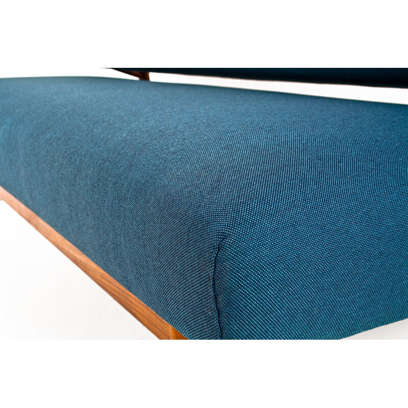 Dutch sofa in teak and turquoise fabric, Rob PARRY - 1960s