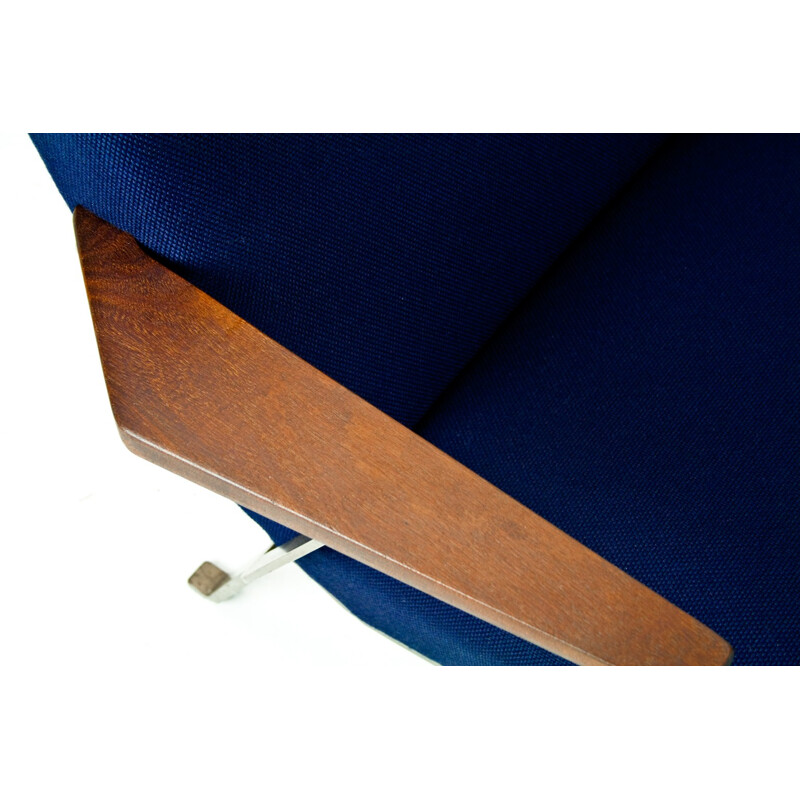 Dutch Gelderland armchair in blue fabric and teak, Koene OBERMAN - 1950s