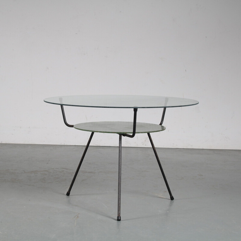 Vintage tripod coffee table by W.H. Gispen for Kembo, Netherlands 1950s