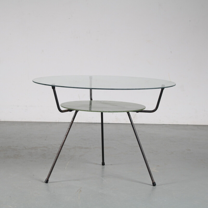 Vintage tripod coffee table by W.H. Gispen for Kembo, Netherlands 1950s