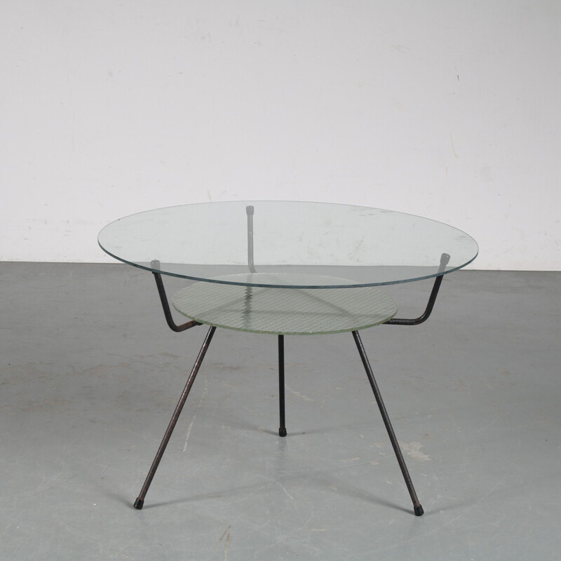 Vintage tripod coffee table by W.H. Gispen for Kembo, Netherlands 1950s
