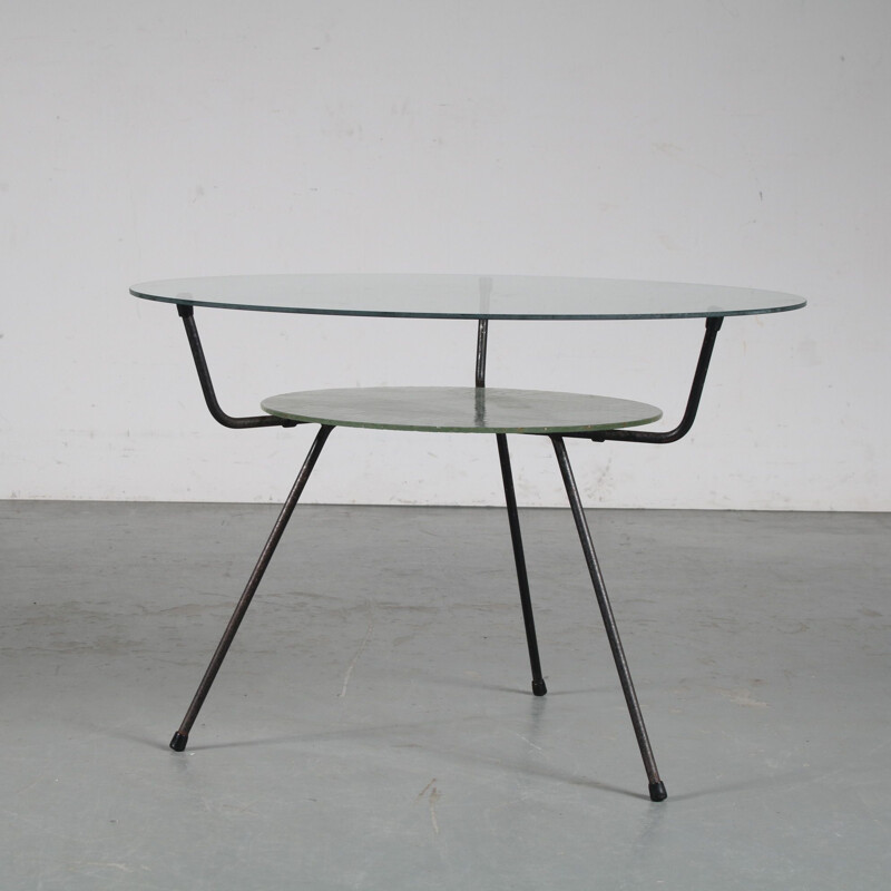 Vintage tripod coffee table by W.H. Gispen for Kembo, Netherlands 1950s