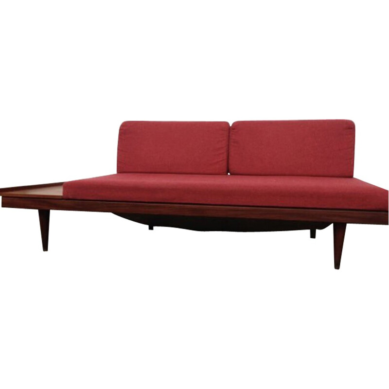 Daybed canapé en teck et tissu rouge, Ingmar  RELLING - 1950