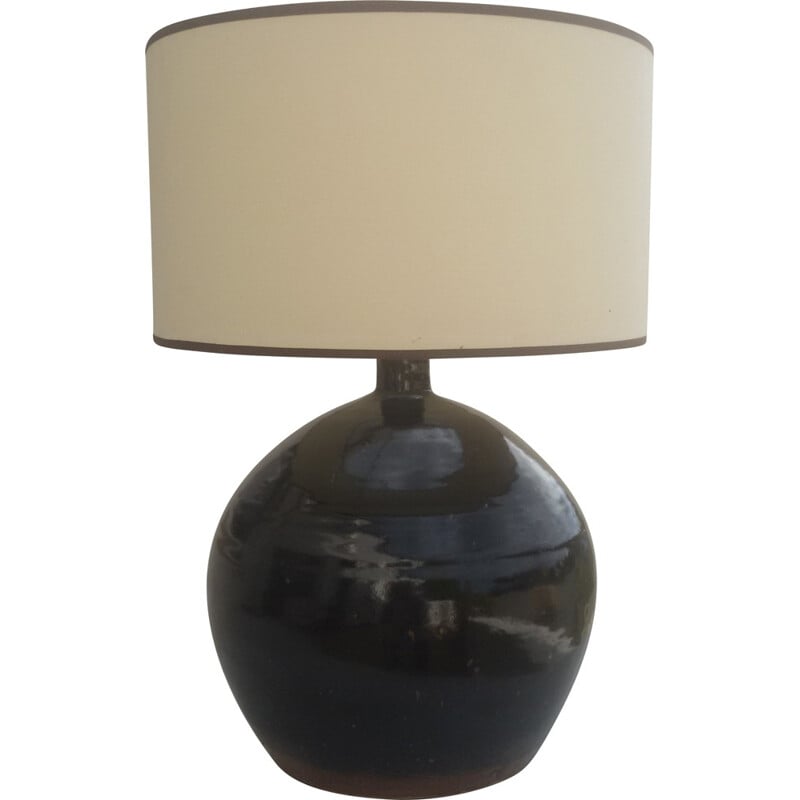Lampe de table La Borne en grès noir - 1960