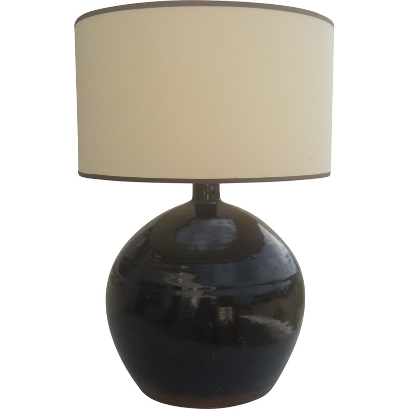 Vintage table lamp in black sandstone - 1960s