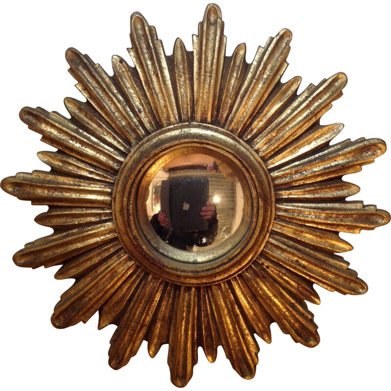 Small Italian sun shaped mirror in resin - 1950s