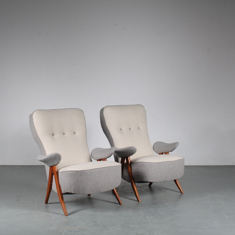Pair of vintage armchairs by Theo Ruth for Artifort, Netherlands 1950