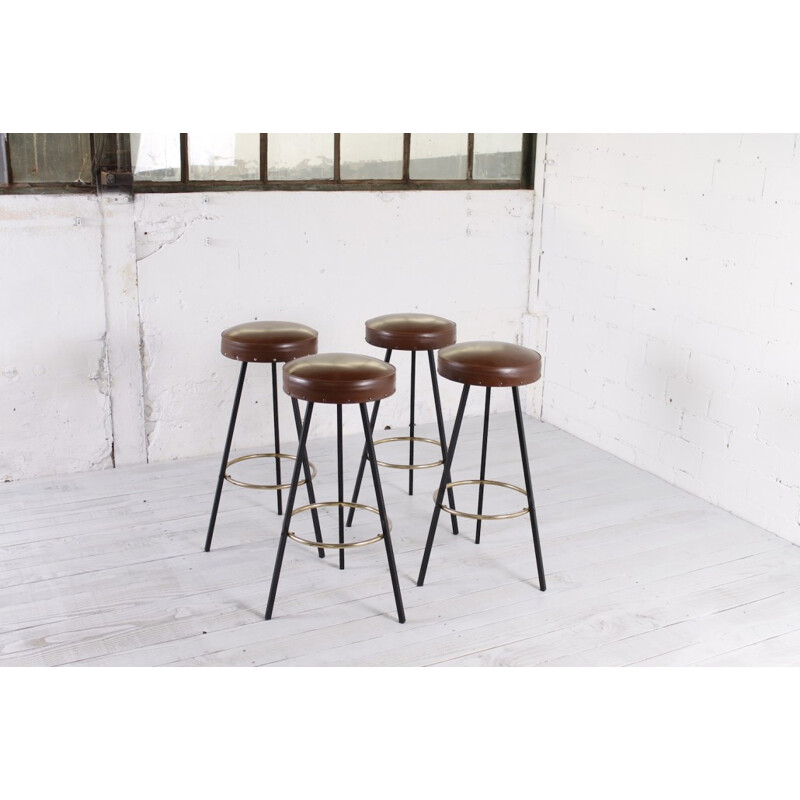 Set of 4 German Vintage Bar Stools - 1950s