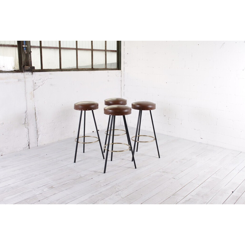 Set of 4 German Vintage Bar Stools - 1950s