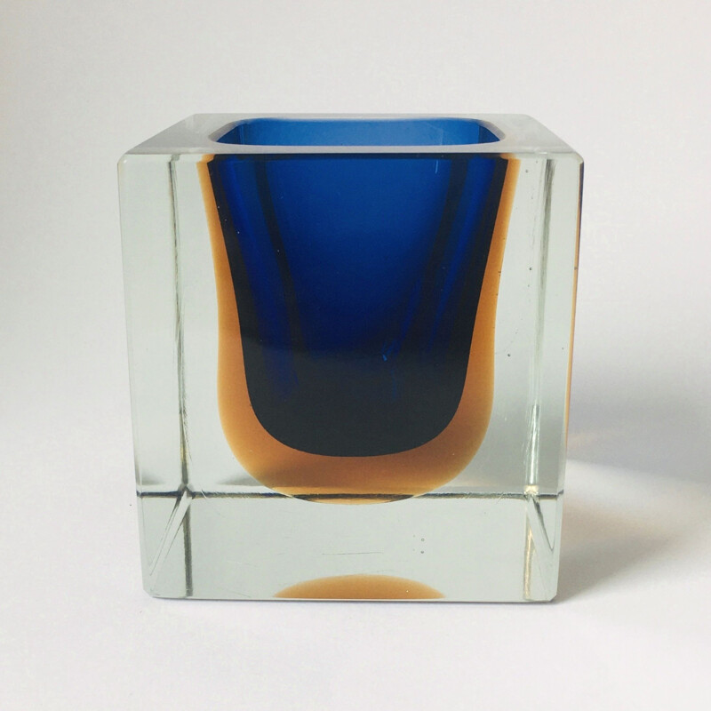 Vintage Sommerso Murano glass catch-all by Flavio Poli for Seguso, Italy 1970s