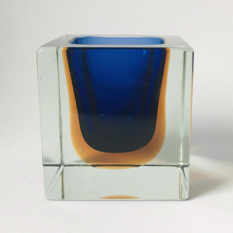 Fourre-tout vintage Sommerso en verre de Murano par Flavio Poli pour Seguso, Italie 1970