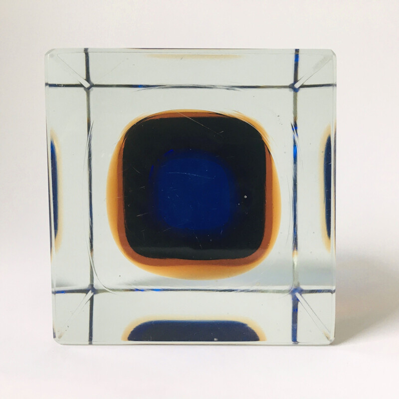 Fourre-tout vintage Sommerso en verre de Murano par Flavio Poli pour Seguso, Italie 1970