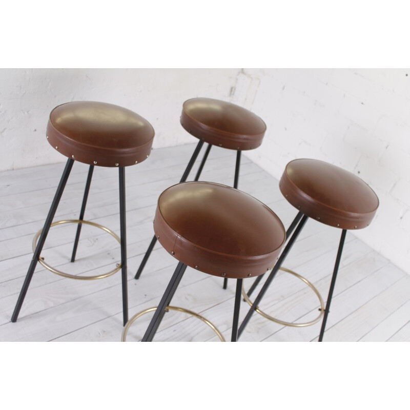 Set of 4 German Vintage Bar Stools - 1950s