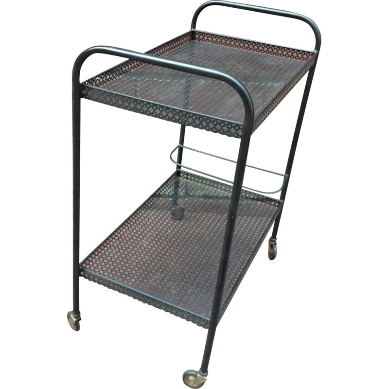 Serving trolley side table in perfored metal - 1960s