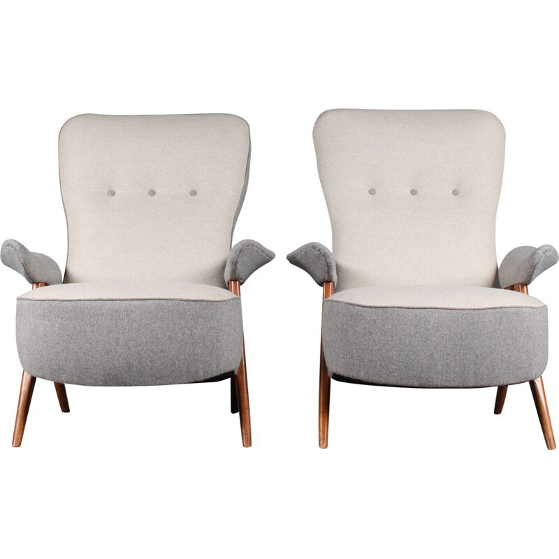 Pair of vintage armchairs by Theo Ruth for Artifort, Netherlands 1950