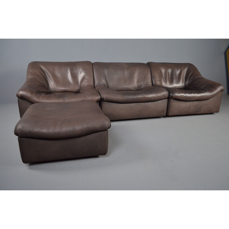 Vintage DS 46 modular sofa in brown bull leather by De Sede