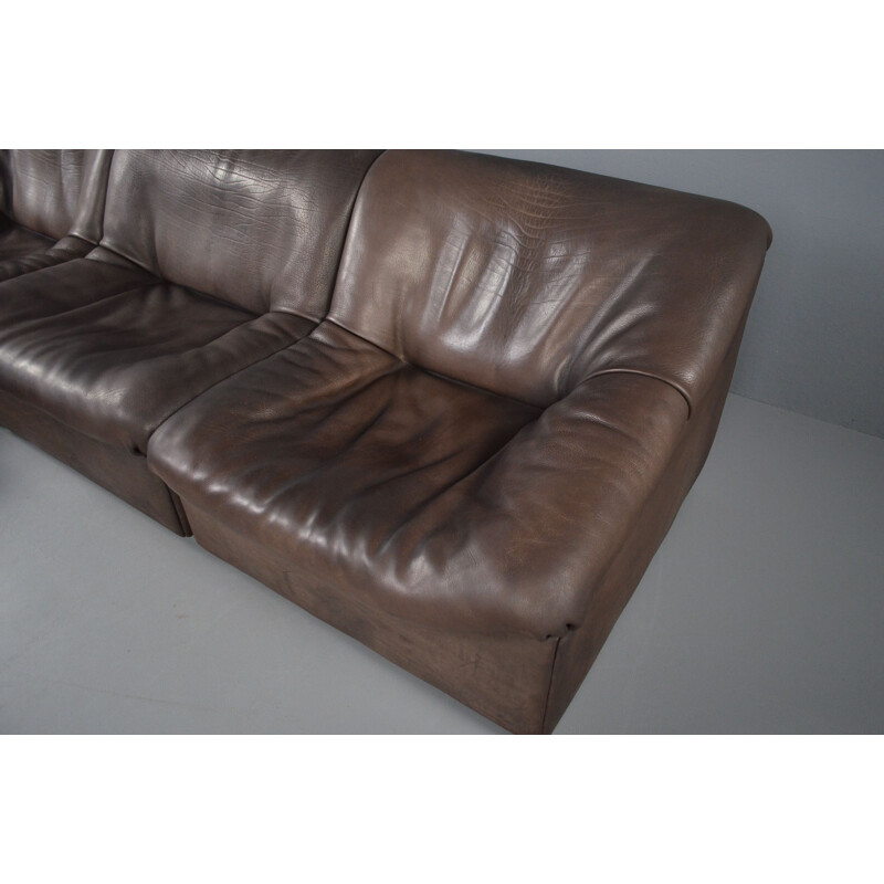 Vintage DS 46 modular sofa in brown bull leather by De Sede