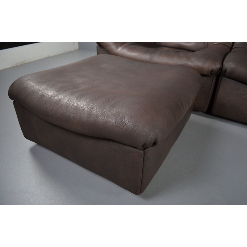 Vintage DS 46 modular sofa in brown bull leather by De Sede