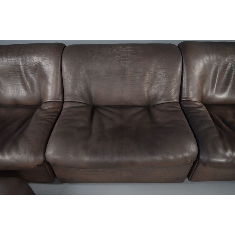 Vintage DS 46 modular sofa in brown bull leather by De Sede