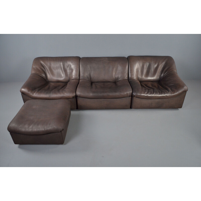 Vintage DS 46 modular sofa in brown bull leather by De Sede